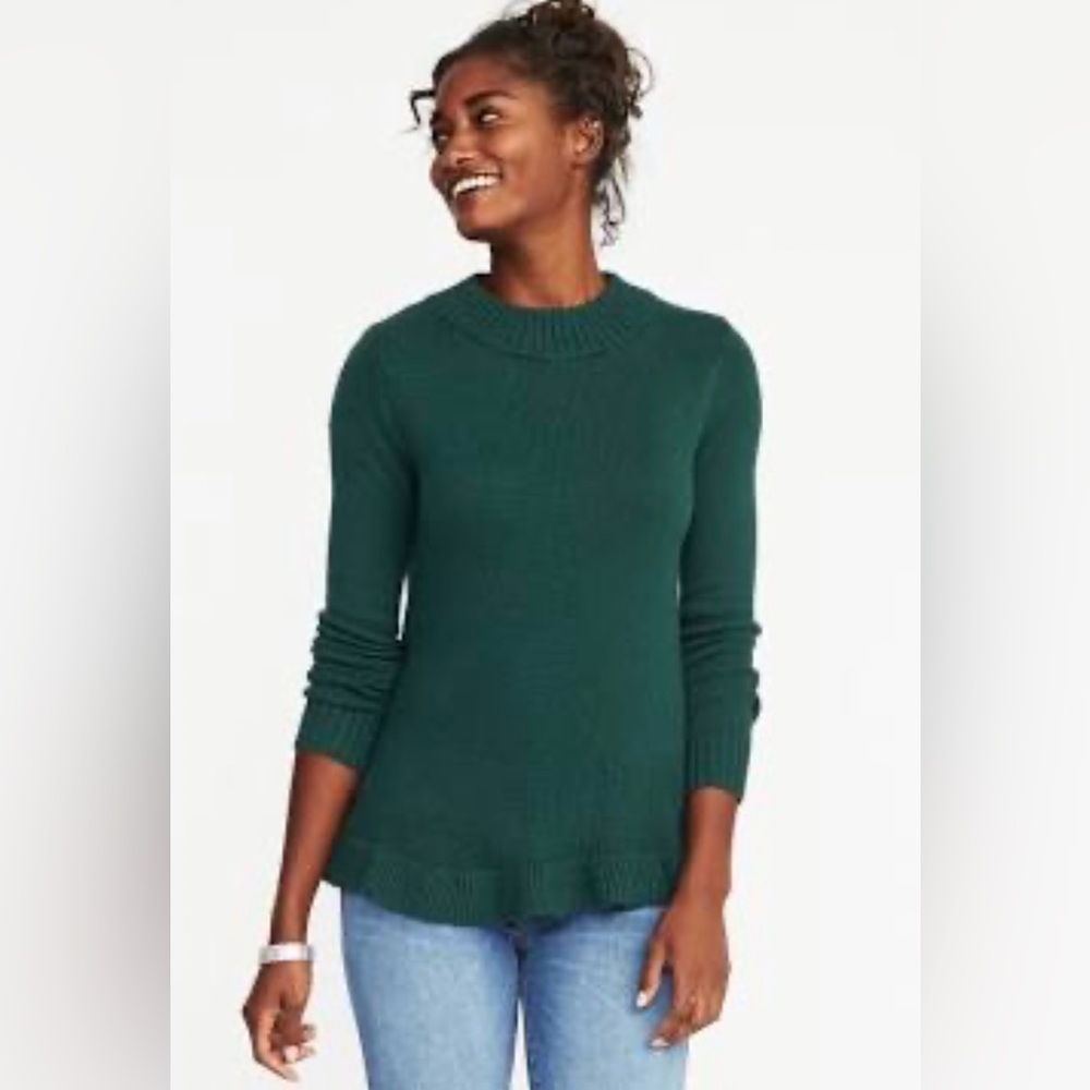 Old Navy | Ruffle Hem Sweater | Green | XS